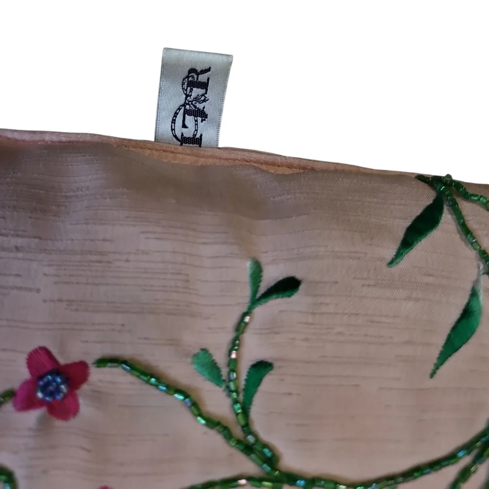 ITR Floral Embroidered Vine Beaded Pillow